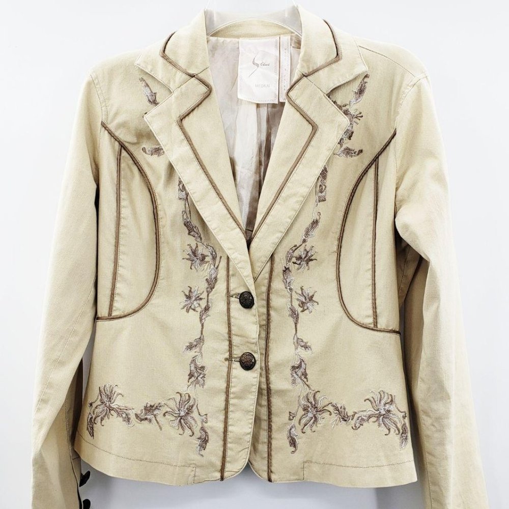 S. Line Dark Cream Embroidered Jacket M
